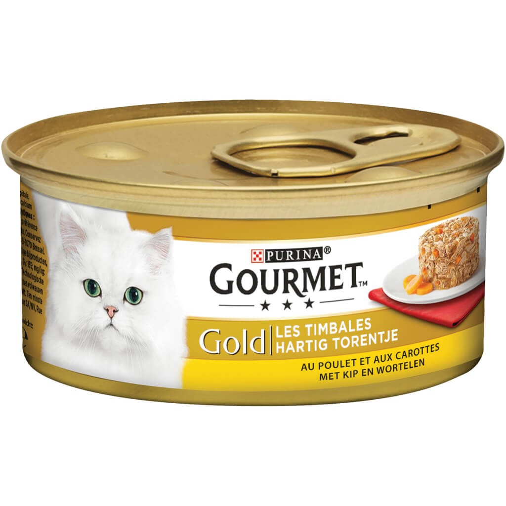 Gourmet Gold Hartig Torentje met kip en wortel natvoer kat (24x85 g)