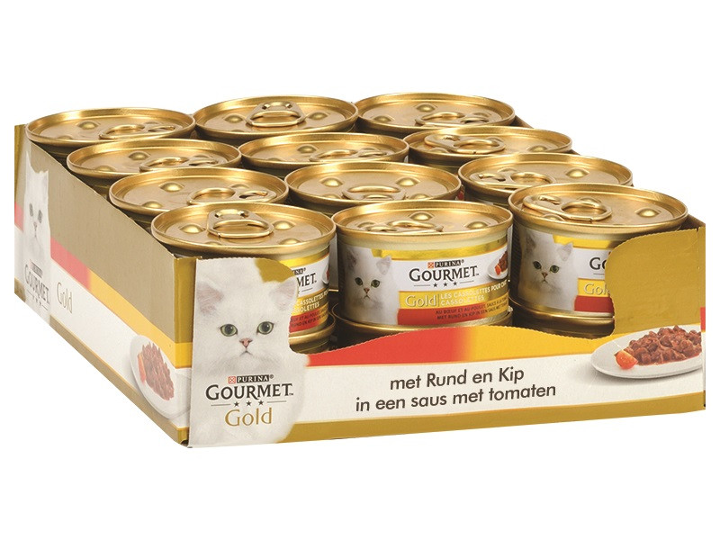 Gourmet Gold Cassolettes met rund, kip, tomaat in saus kattenvoer