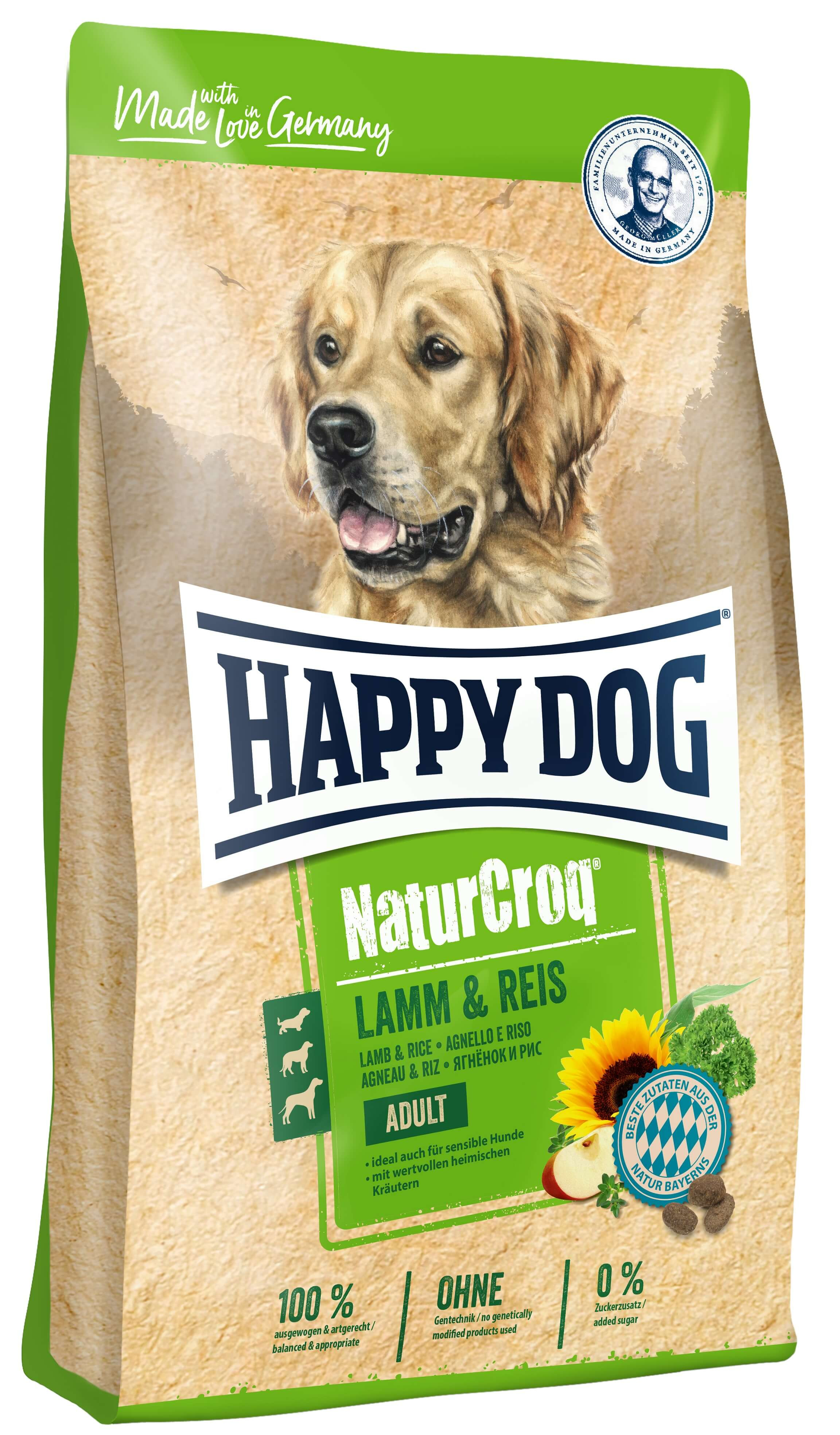 Happy Dog NaturCroq met lam en rijst hondenvoer