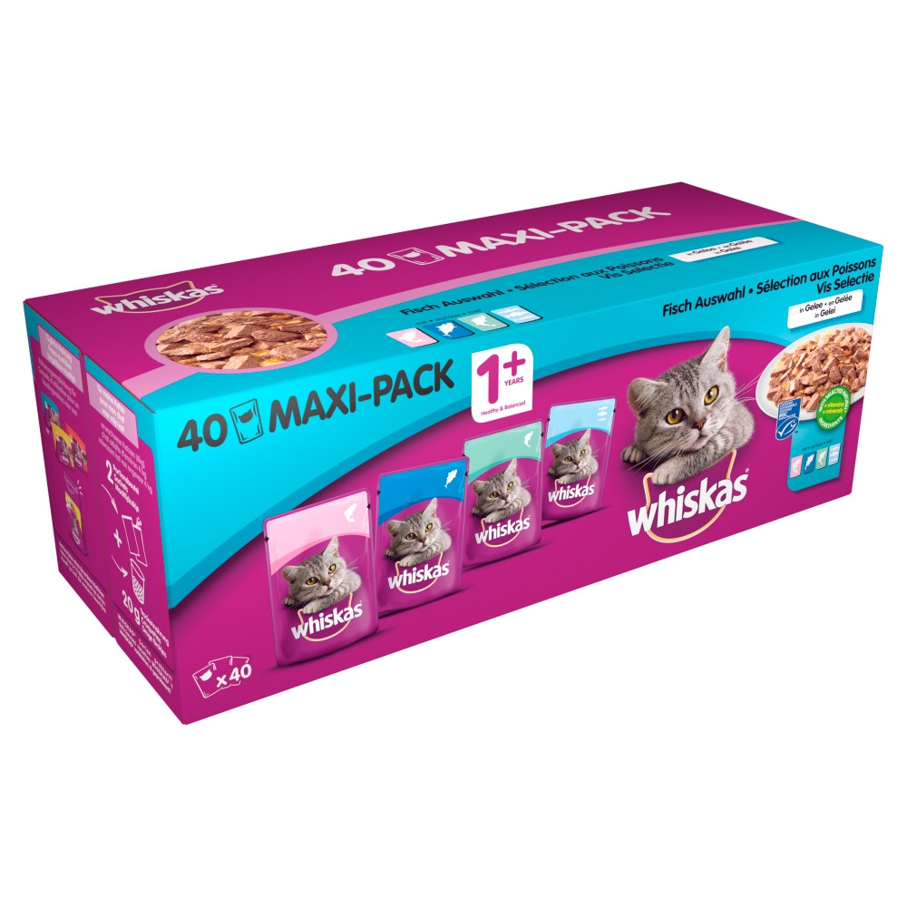 Whiskas 1+ Vis Selectie in gelei multipack Goedkoop natvoer kat
