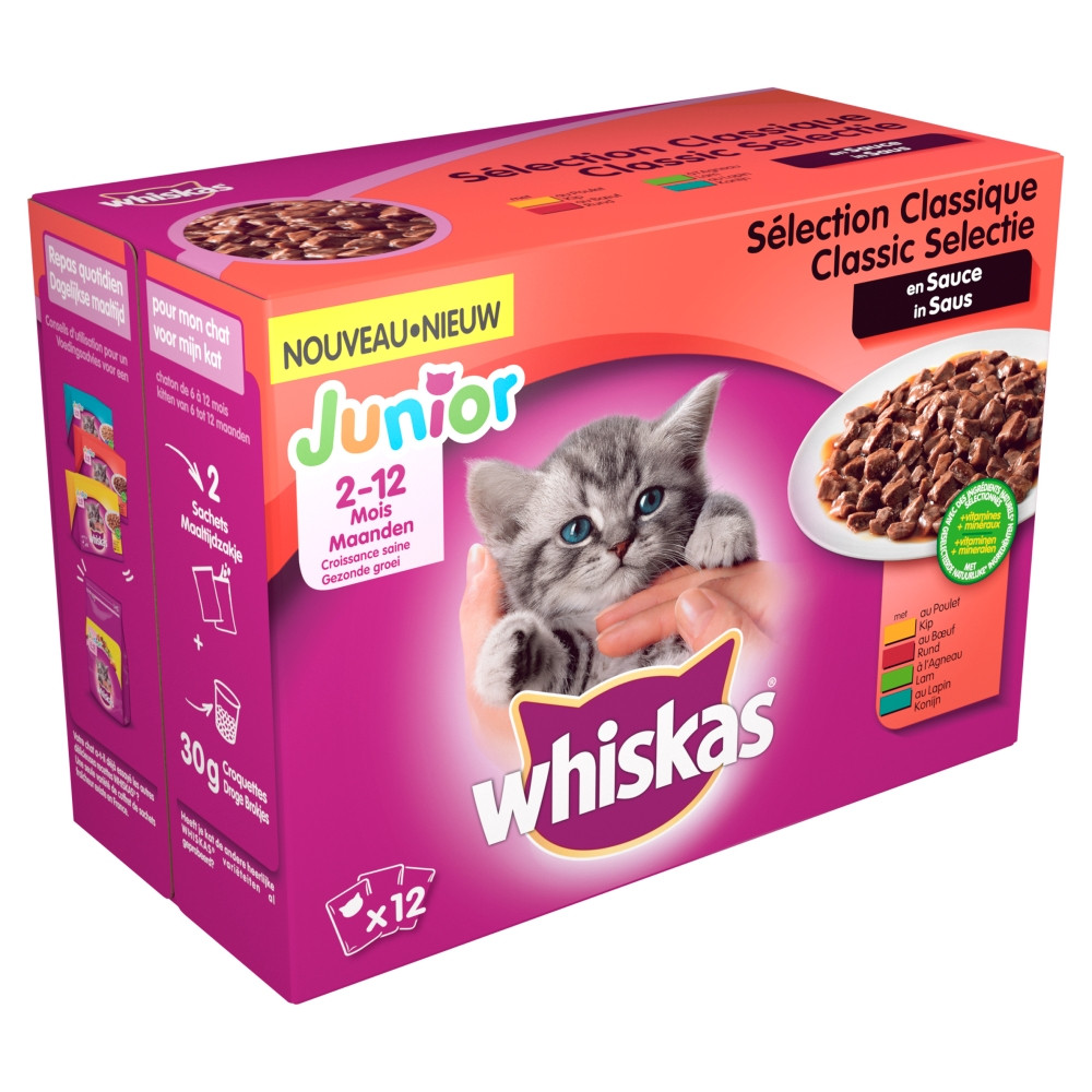 Whiskas Junior Classic in saus pouches multipack 12 x 100g