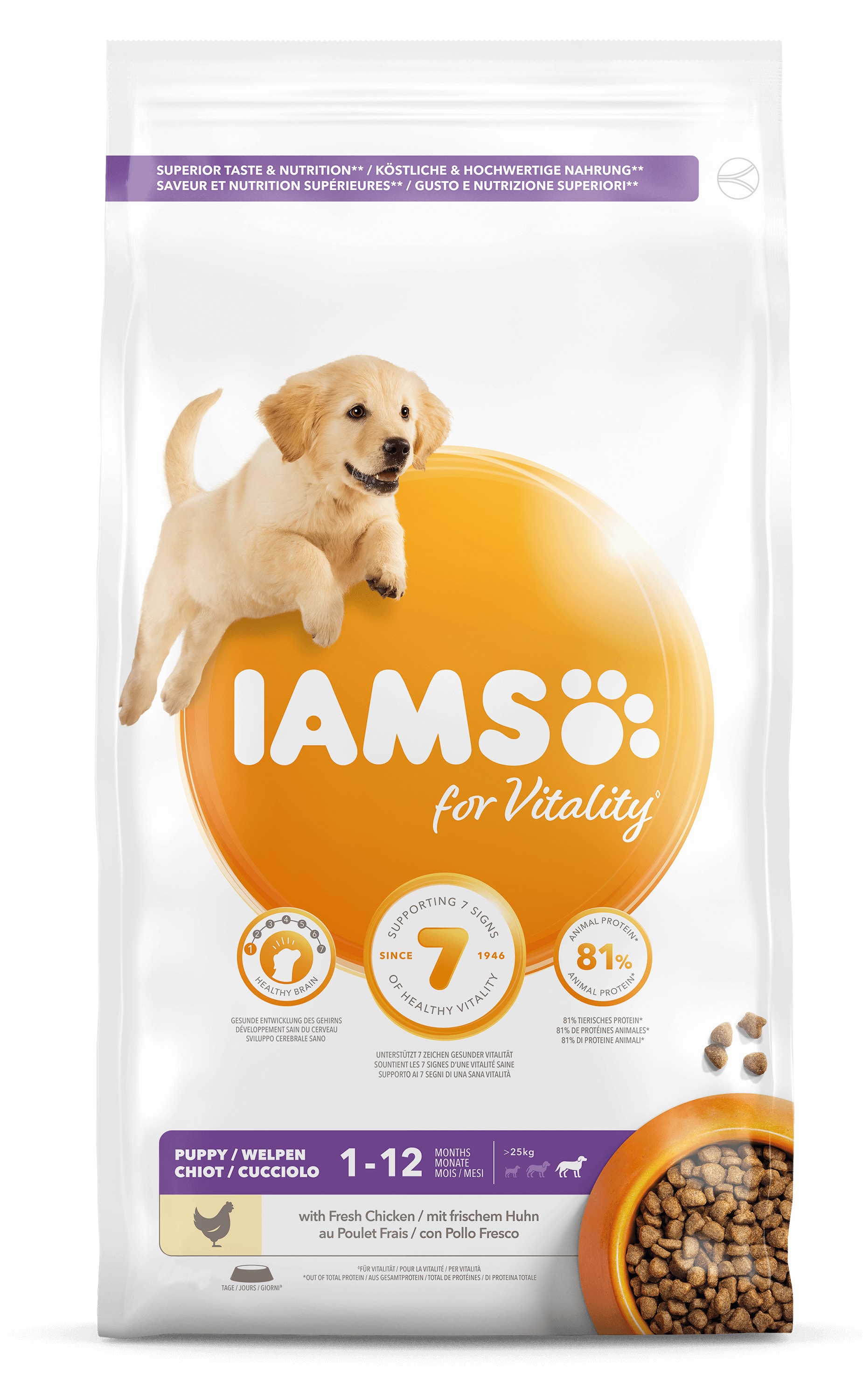 Iams for Vitality Puppy Large Kip hondenvoer Bestel je online bij