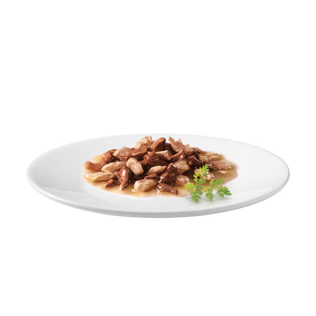 Gourmet Mon Petit Intense met rund en kip, kalkoen en lever, gevogelte en lam