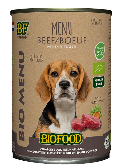 Biofood Organic Rund menu blik 400 gr hondenvoer