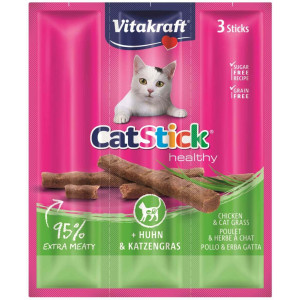 Vitakraft Catstick Healthy kip & kattengras kattensnoep