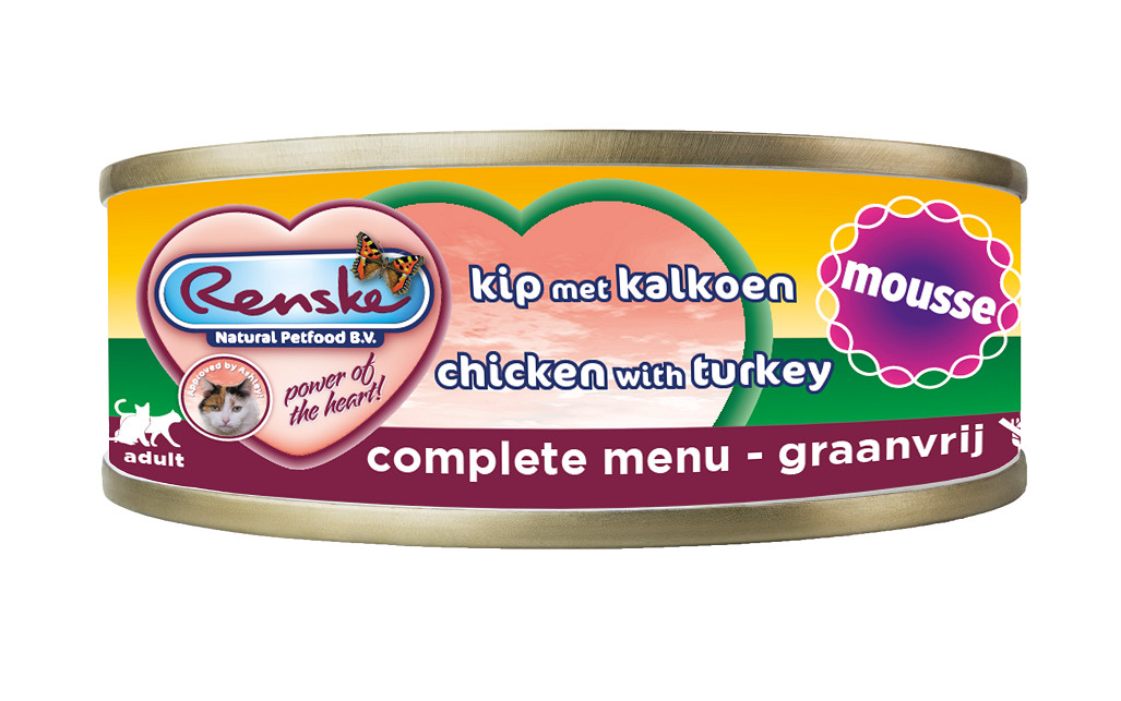 Renske Graanvrij mousse kip met kalkoen natvoer kat (blik)