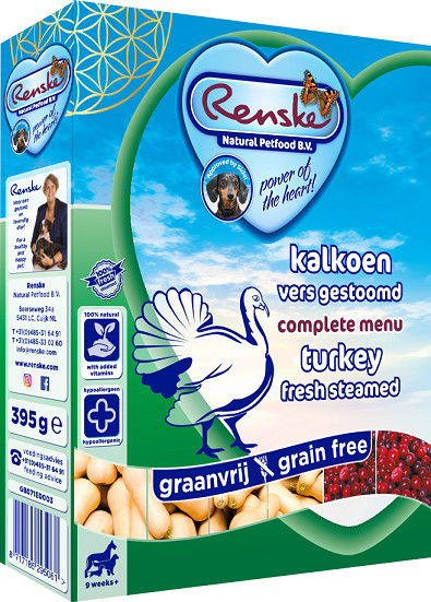 Renske Vers Gestoomd kalkoen graanvrij hondenvoer (395 gr)
