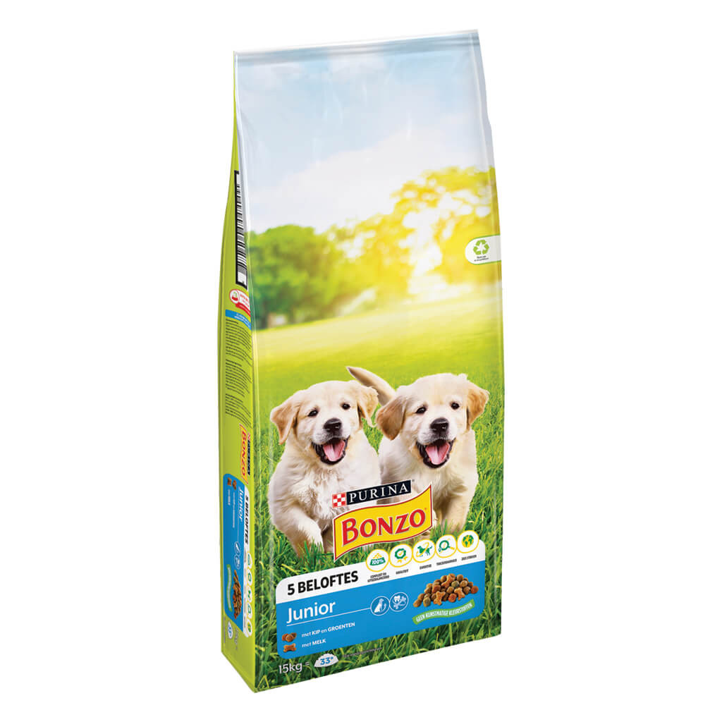 Purina Bonzo Junior met kip, groenten, melk hondenvoer