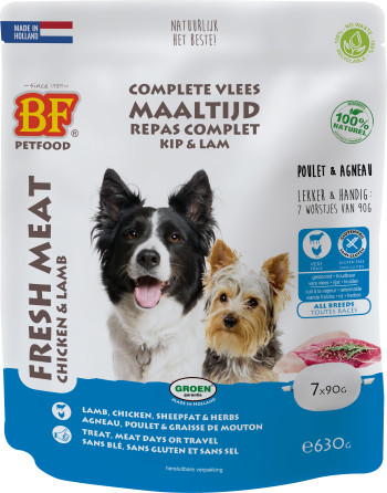 BF Petfood Vleesvoeding kip met lam hondenvoer (portieverpakkingen)