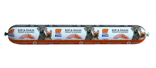 BF Petfood Vleesvoeding worst kip met zalm hondenvoer (800 g)