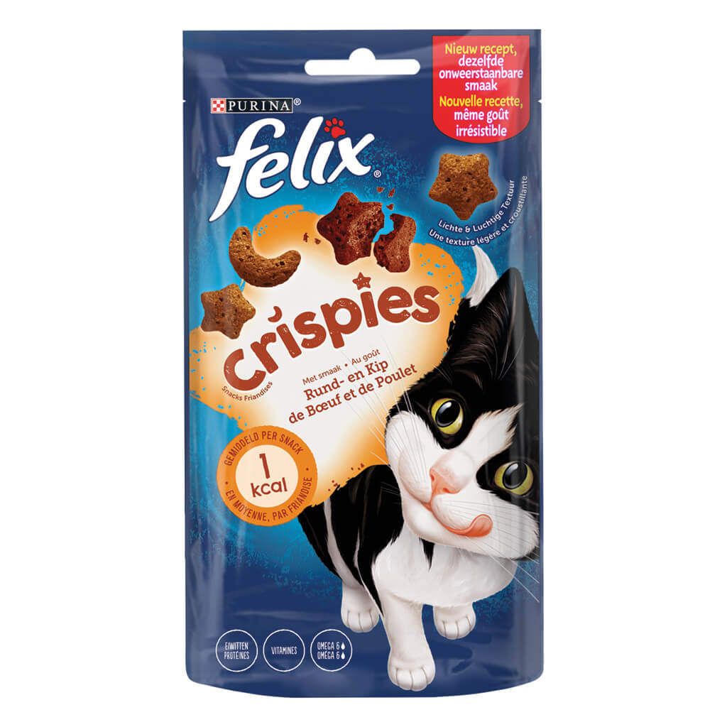 Felix Crispies met rund- & kipsmaak kattensnack