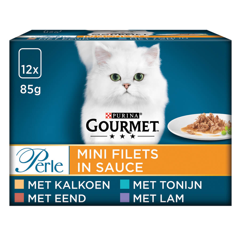 Gourmet Perle Mini Filet in saus - kalkoen/eend/tonijn/lam nat kattenvoer 85 gr zakjes