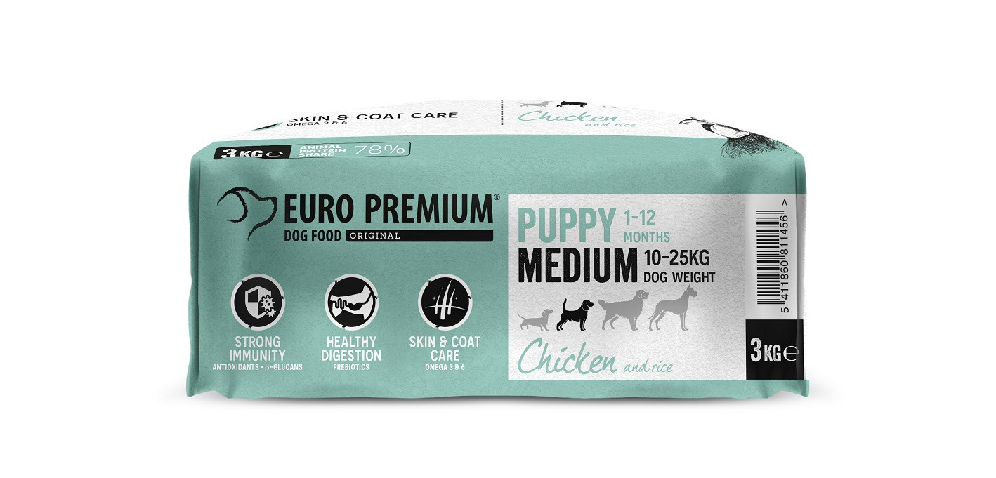 Euro Premium Puppy Medium Chicken & Rice hondenvoer