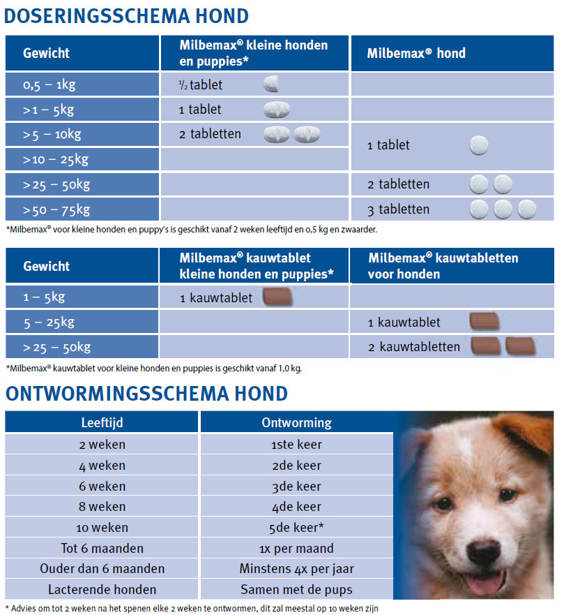 Milbemax ontwormingstabletten kleine honden en puppies