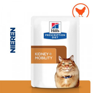 Hill's Prescription Diet K/D  J/D Kidney + Mobility nat kattenvoer met kip maaltijdzakje multipack