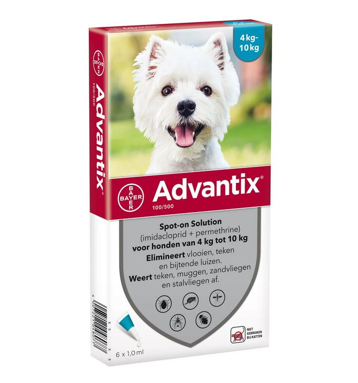 Dronken worden lelijk bereiden Advantix 100/500 voor honden van 4 tot 10 kg