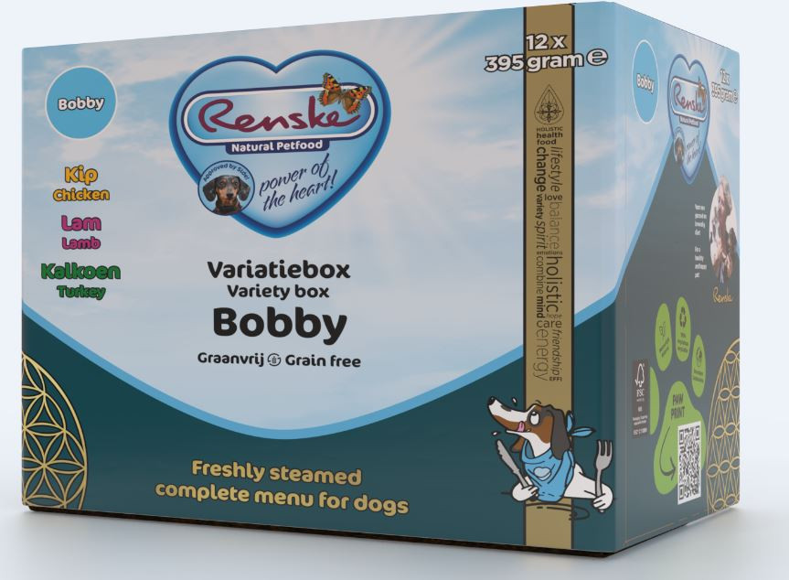 Renske Variatiebox Bobby Graanvrij vers gestoomd natvoer hond (kuip)