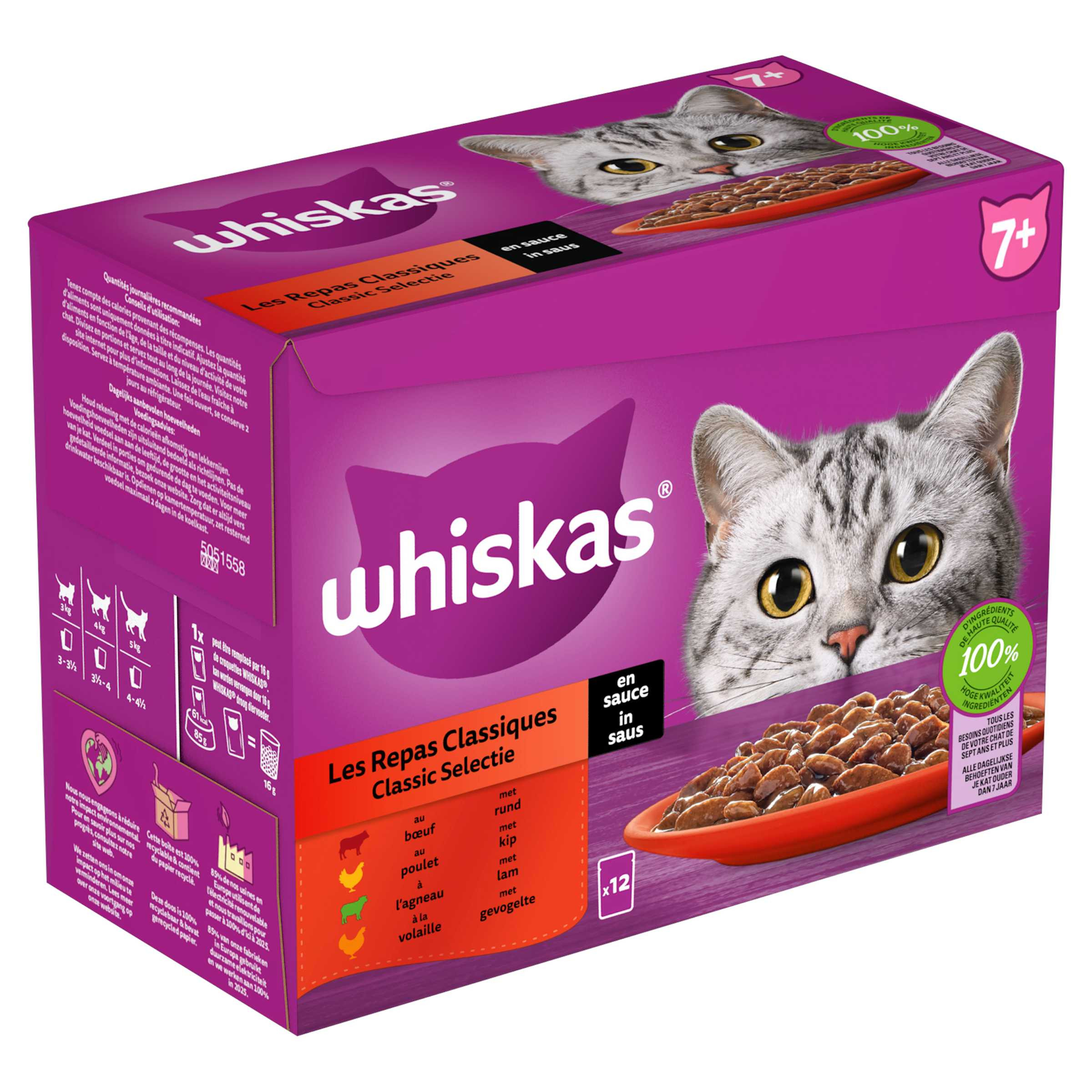 Whiskas 7+ Classic Selectie in saus multipack Natvoer kat