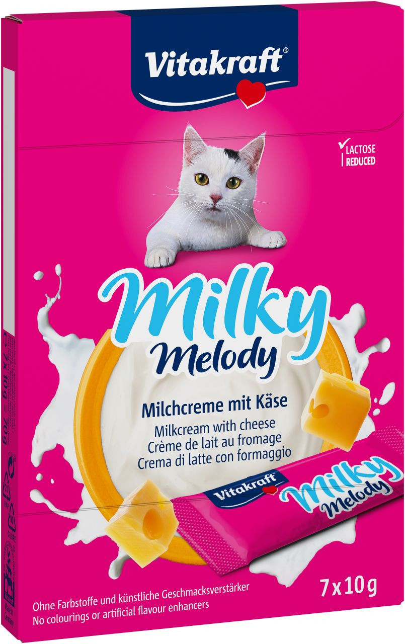 Vitakraft Milky Melody melkcrème met kaas kattensnack (7 x 10 g)