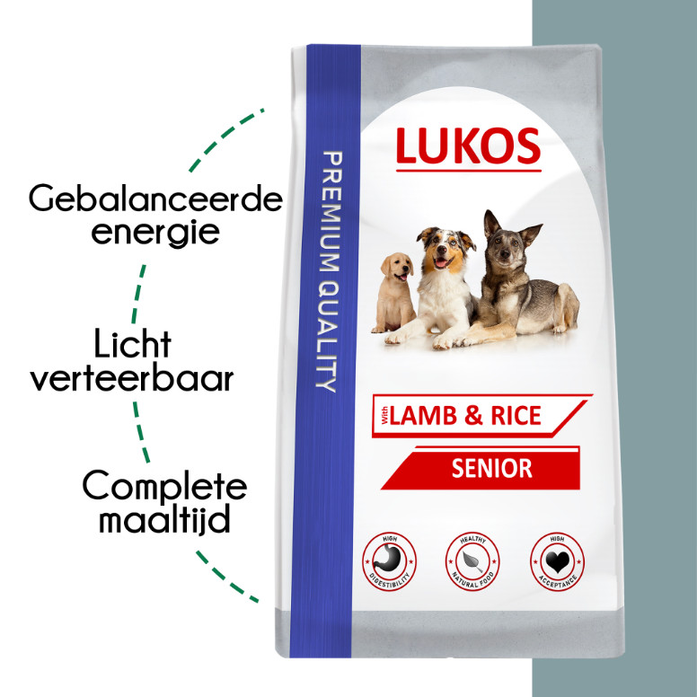 Lukos Adult Senior met lam & rijst - premium hondenvoer