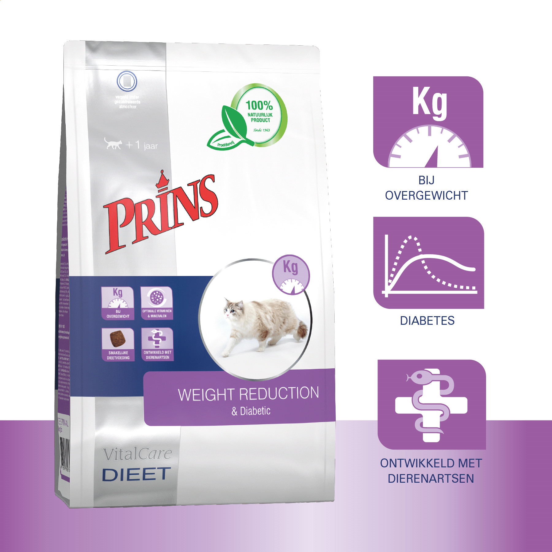 Prins Vitalcare Dieet Weight Reduction & Diabetic voor de kat