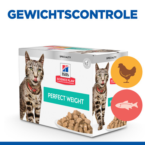 Hill's Adult Perfect Weight combipack kip zalm nat kattenvoer 85 g