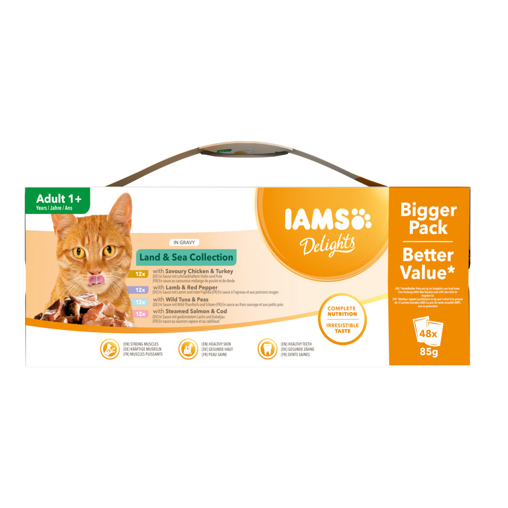 Iams Delights Land & Sea Collection 48 x 85 gr zakjes kat