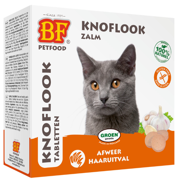 BF Petfood Tabletten met knoflook en zalm voor de kat