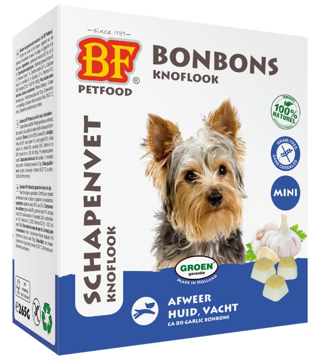 BF Petfood Schapenvet Mini Bonbons met knoflook