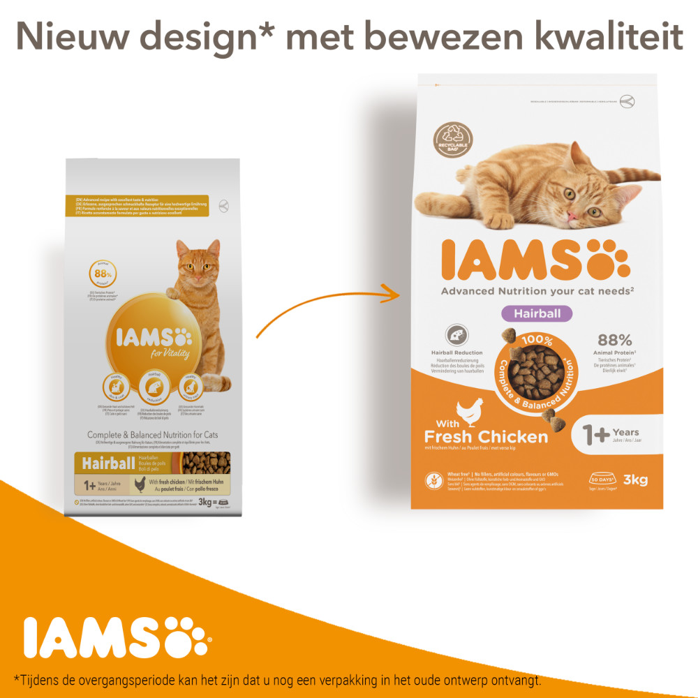 Iams For Vitality Adult Hairball Kattenvoer