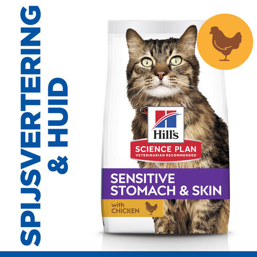 Hill's Adult Sensitive Stomach & Skin met kip kattenvoer