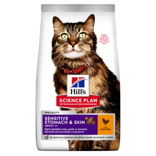 Hill's Adult Sensitive Stomach & Skin met kip kattenvoer
