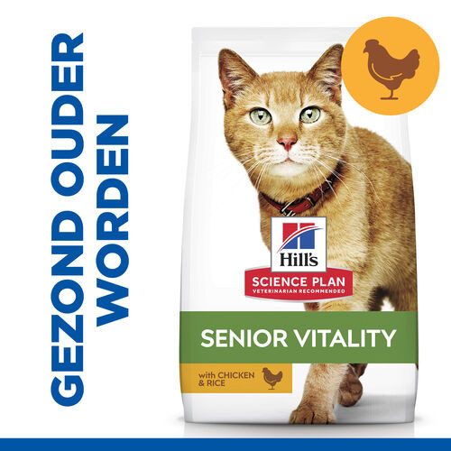 Hill's Mature Adult Senior Vitality met kip & rijst kattenvoer