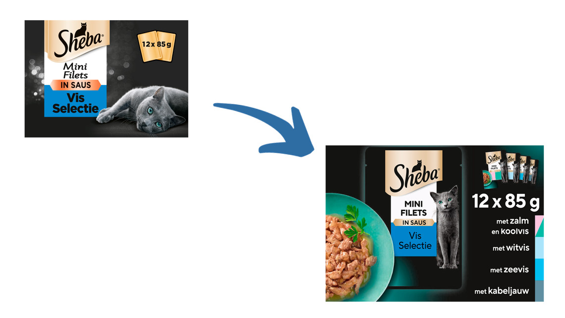 Sheba Mini Filets Vis Selectie in saus natvoer kat (zakjes 85 g)
