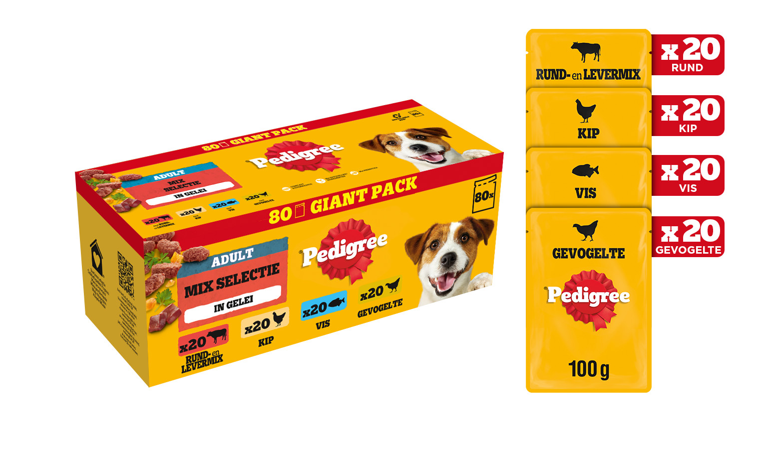 Pedigree Adult Selection in gelei multipack  natvoer hond  (100g)