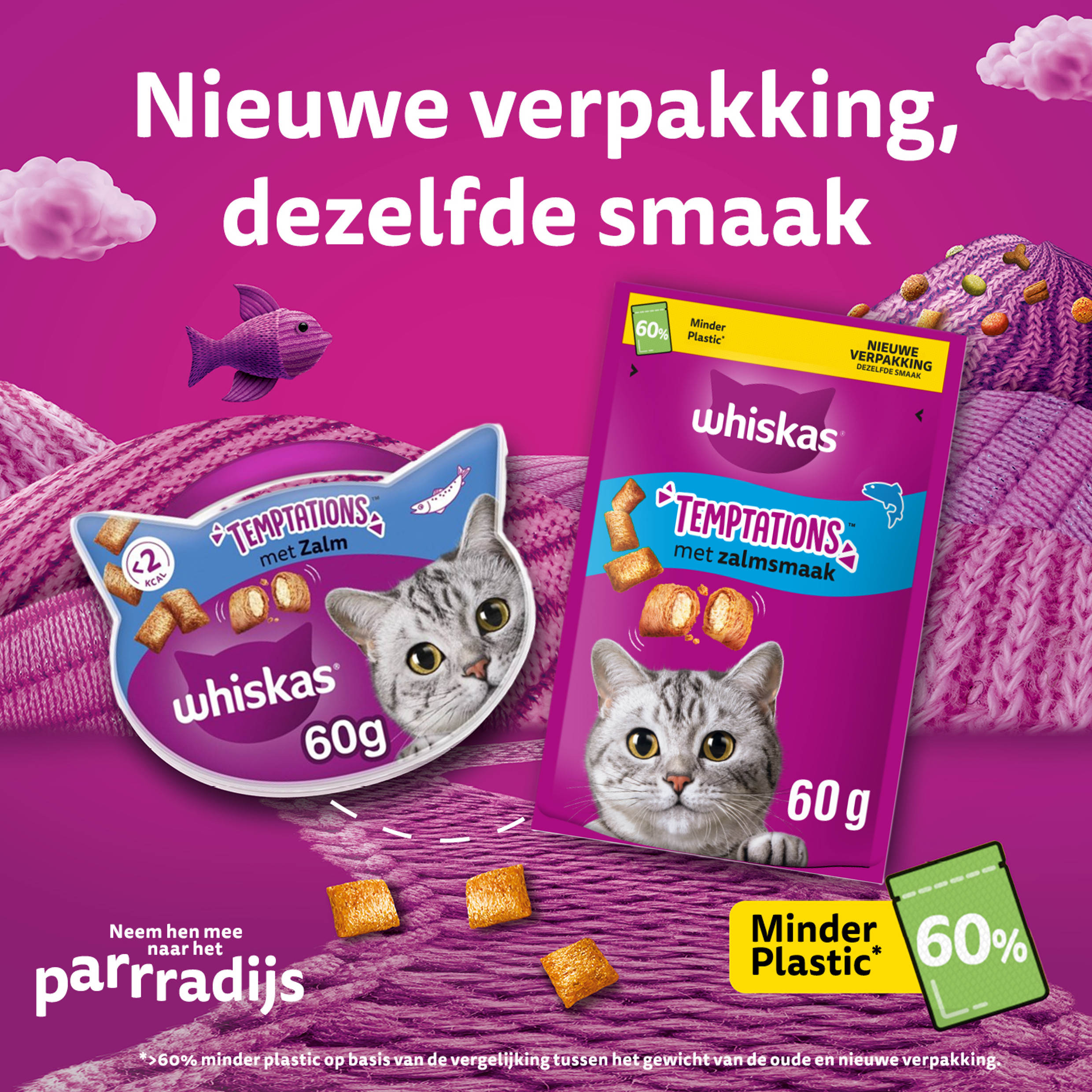 Whiskas Temptations met zalmsmaak kattensnacks