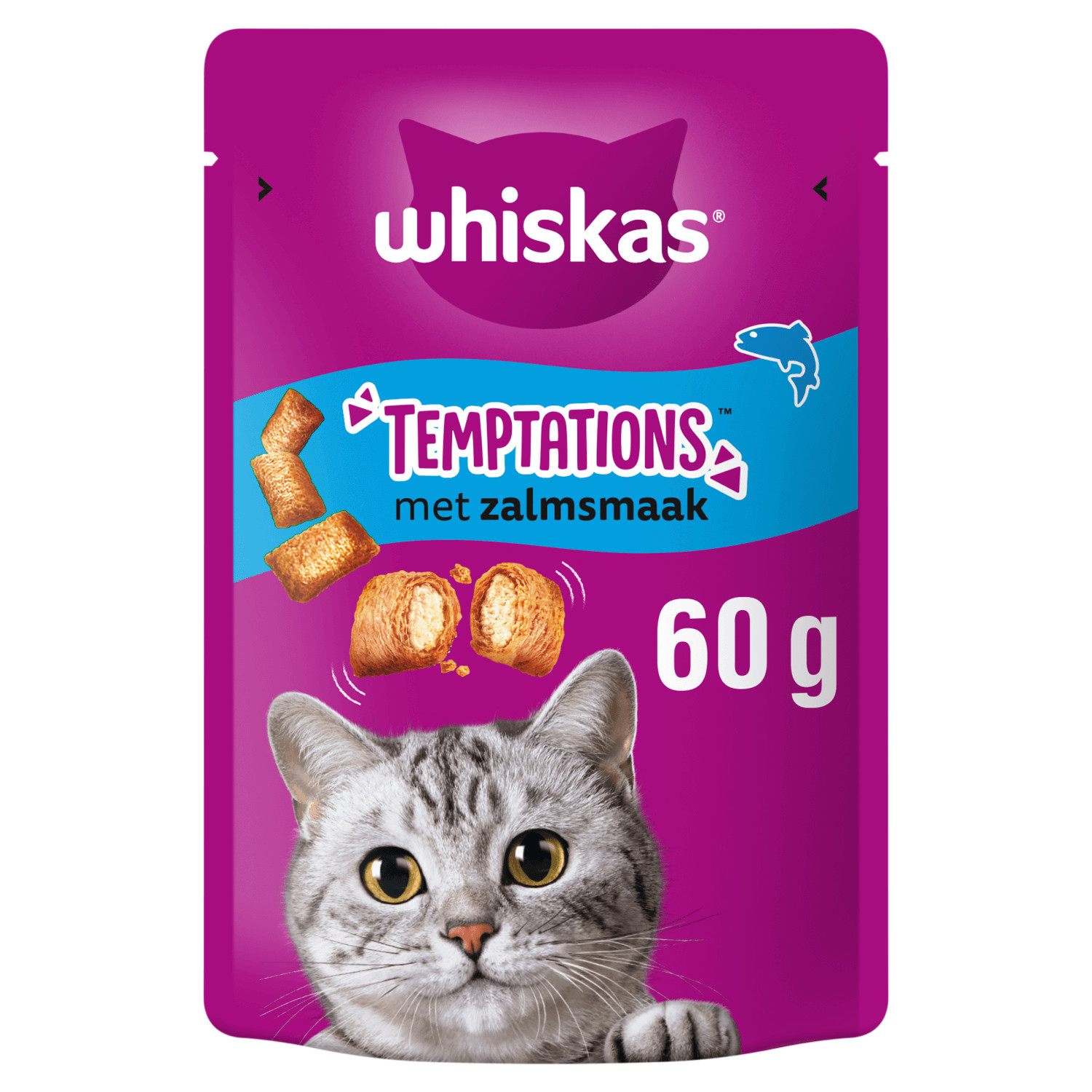 Whiskas Temptations met zalmsmaak kattensnacks
