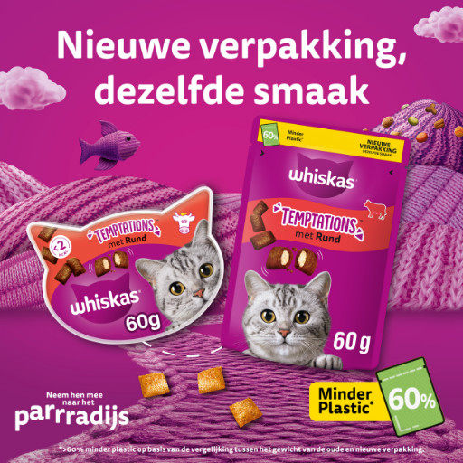 Whiskas Temptations met rund kattensnacks