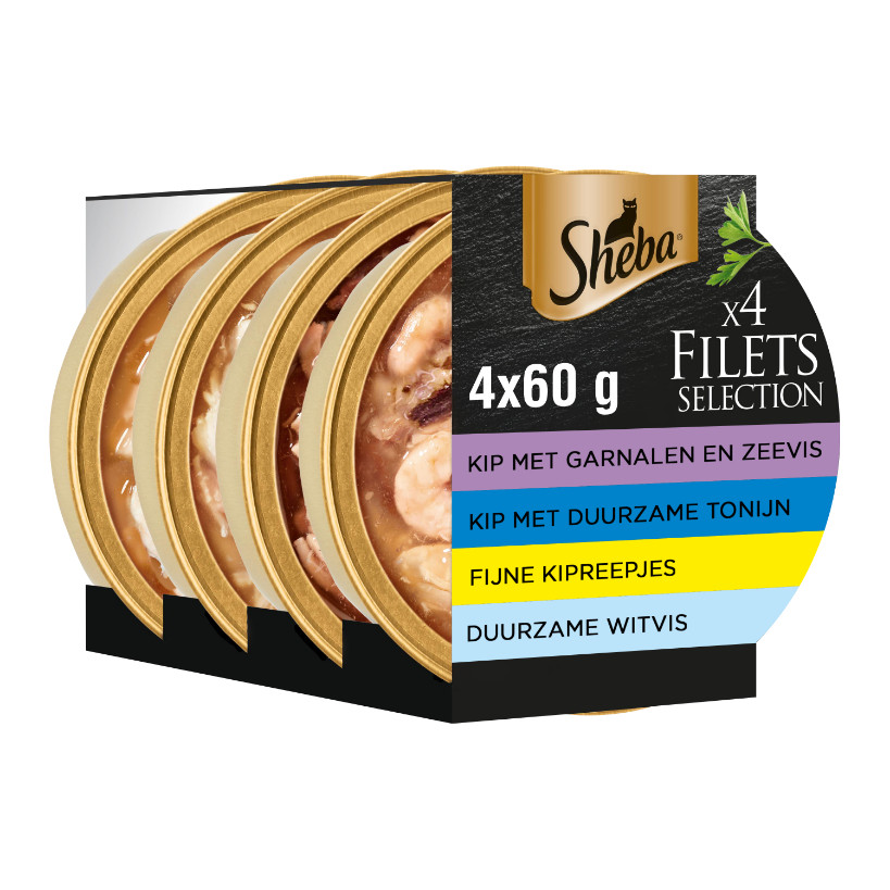 Sheba Filets Selectie in saus multipack natvoer kat kuipjes