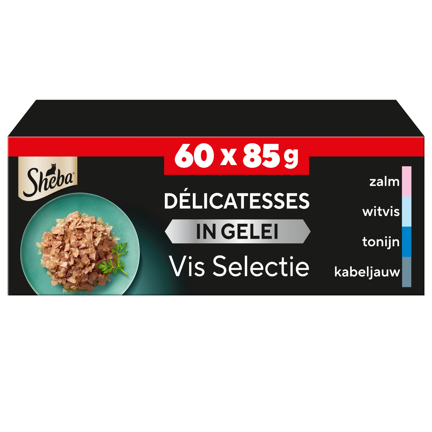 Sheba Delicatesses Vis Selectie in gelei maxipack natvoer kat maaltijdzakjes