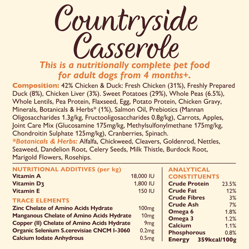 Lily's Kitchen Adult Countryside Casserole kip met eend hondenvoer Lily's Kitchen Adult Countryside Casserole kip met eend hondenvoer