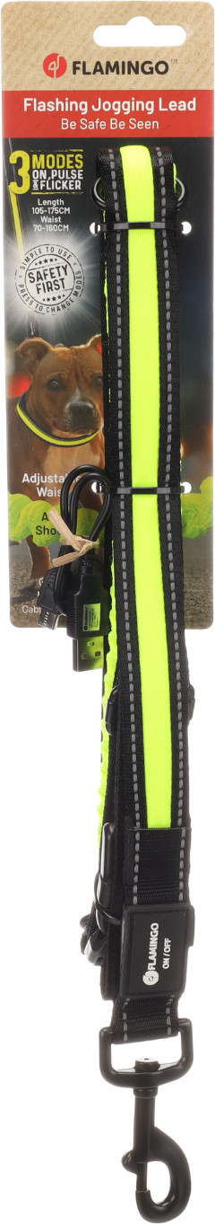 Jogginglijn met heupriem Flitzy zwart/geel (105-175 cm/ 70-160 cm)