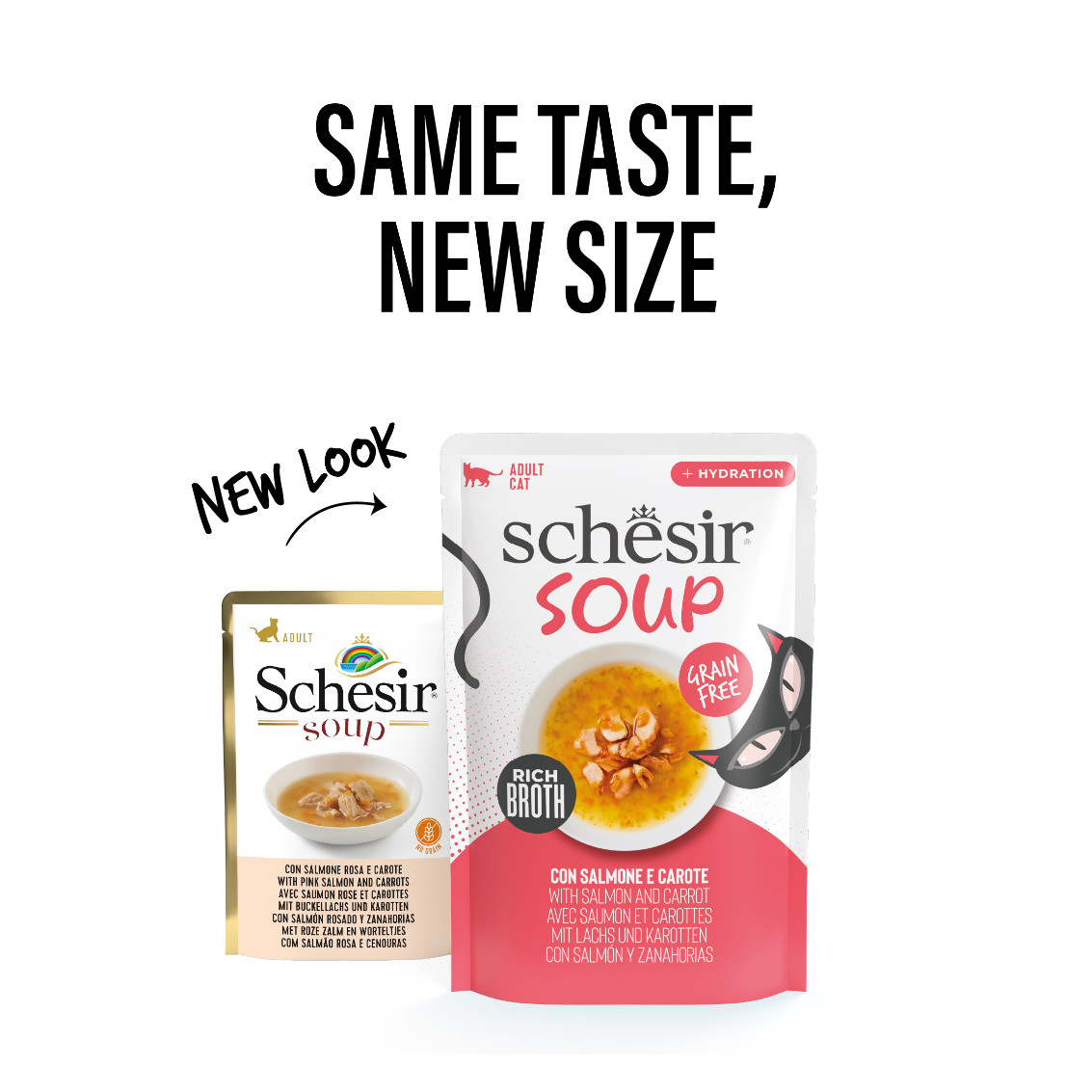 Schesir Cat Soup Wilde roze zalm en wortels