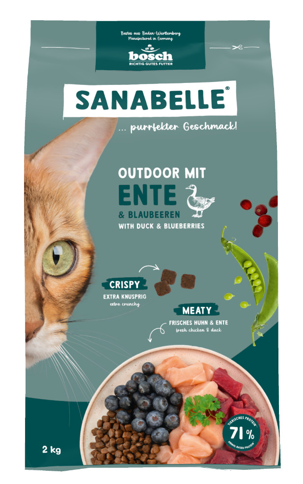 Sanabelle Outdoor met eend & bosbessen kattenvoer