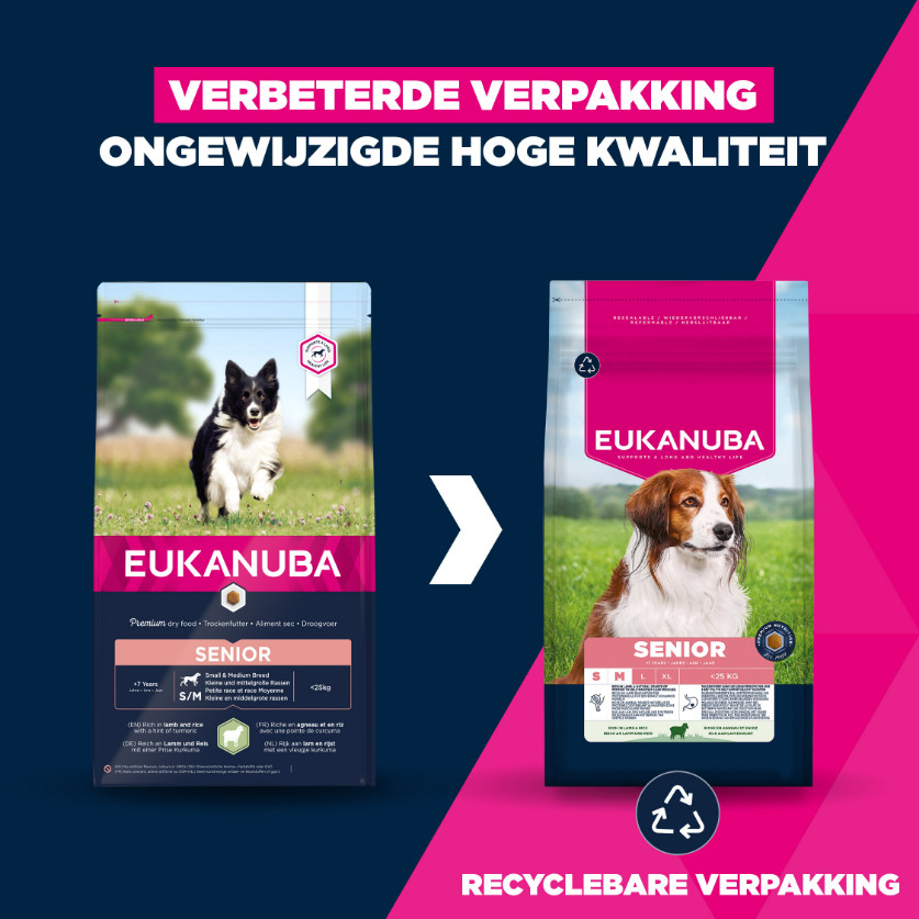 Eukanuba Senior Small Medium Lam & Rijst hondenvoer