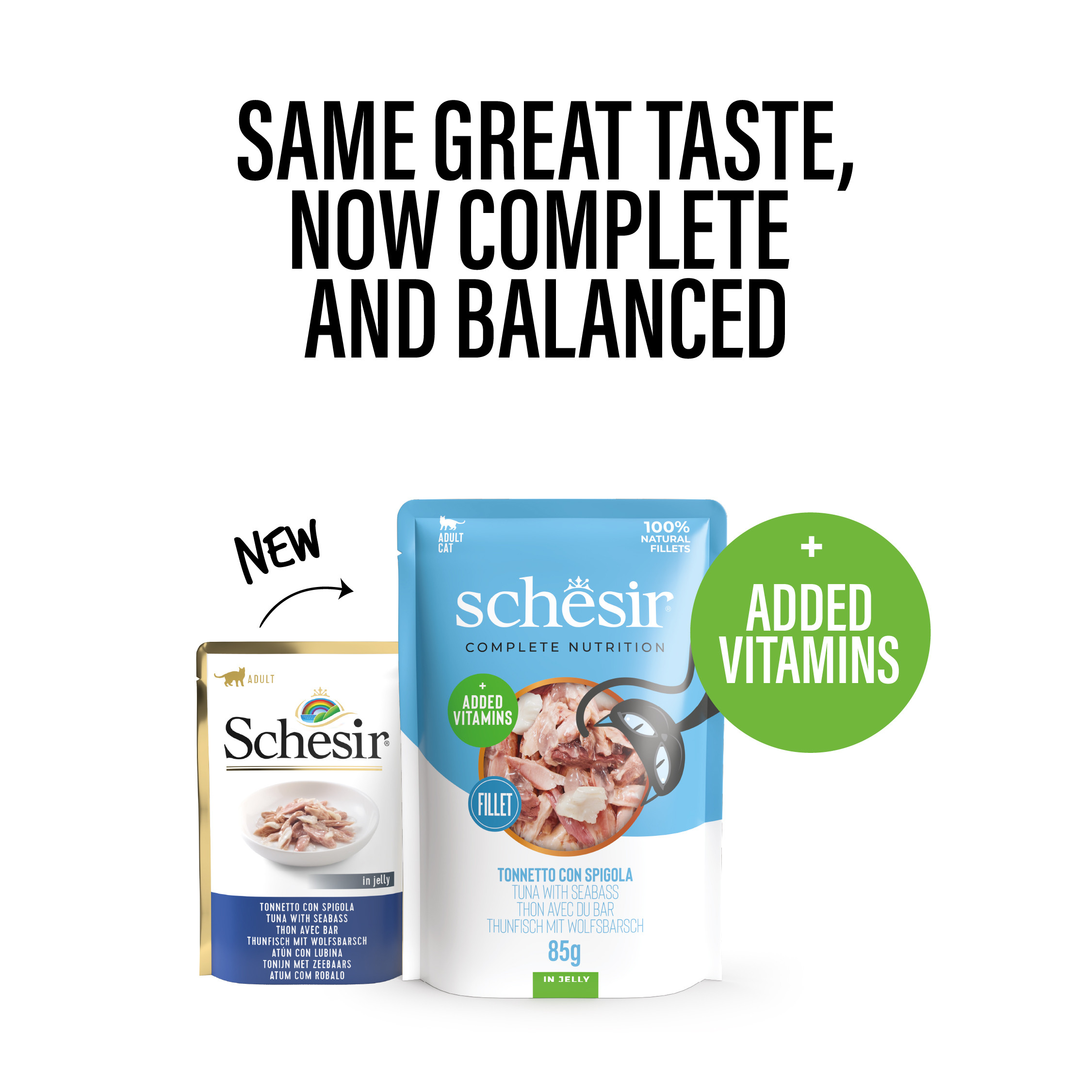 Schesir tonijn met zeebaars (jelly) natvoer kat (zakjes 85 g)