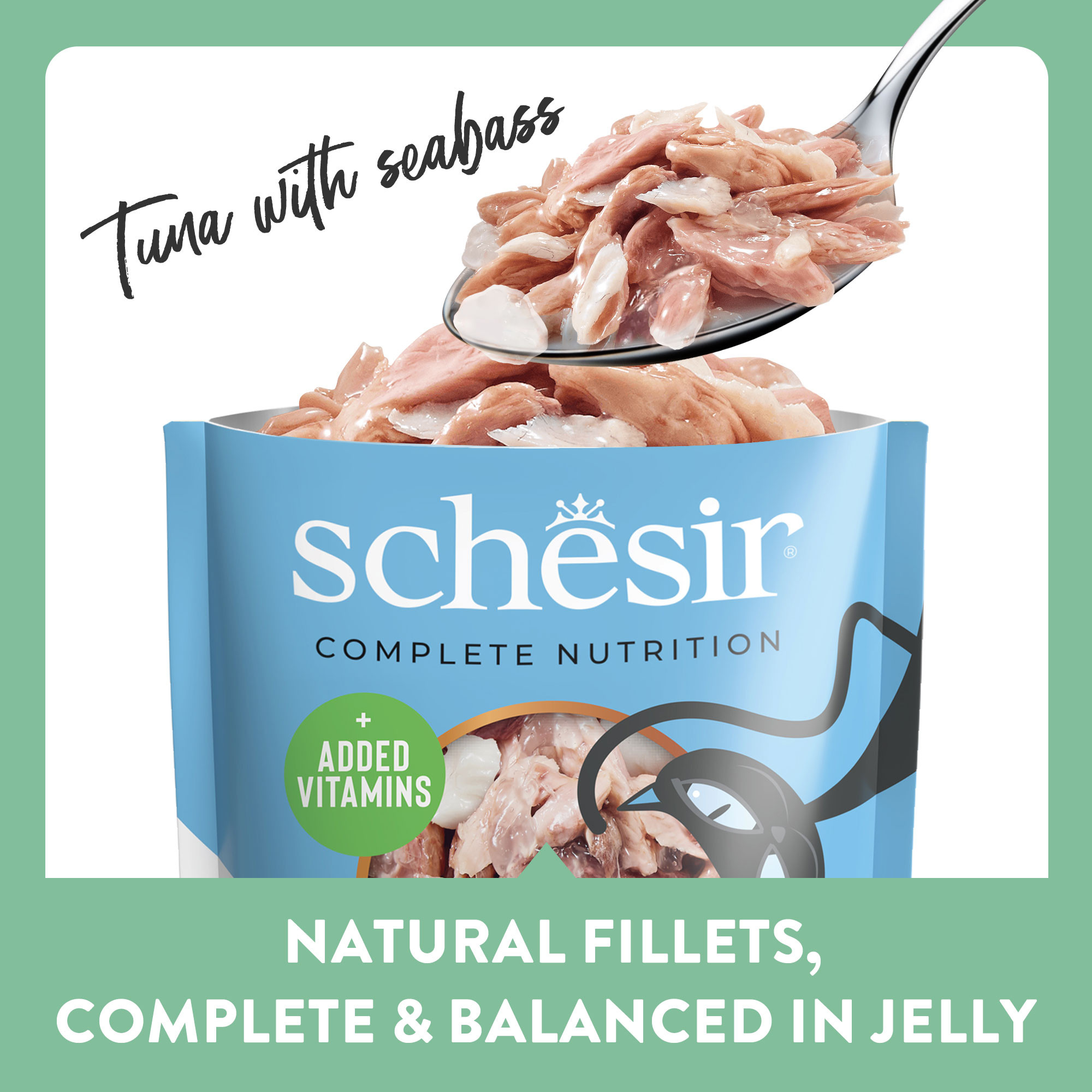 Schesir tonijn met zeebaars (jelly) natvoer kat (zakjes 85 g)