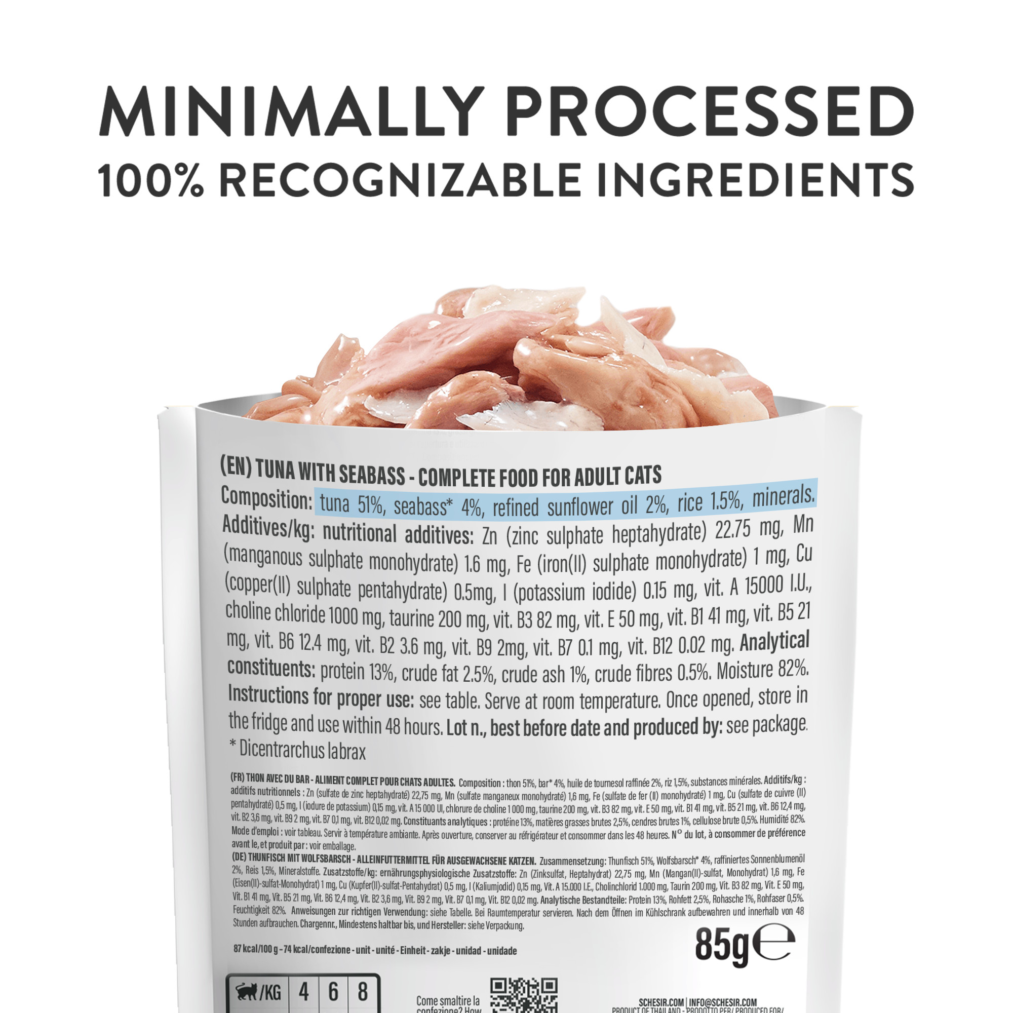 Schesir tonijn met zeebaars (jelly) natvoer kat (zakjes 85 g)