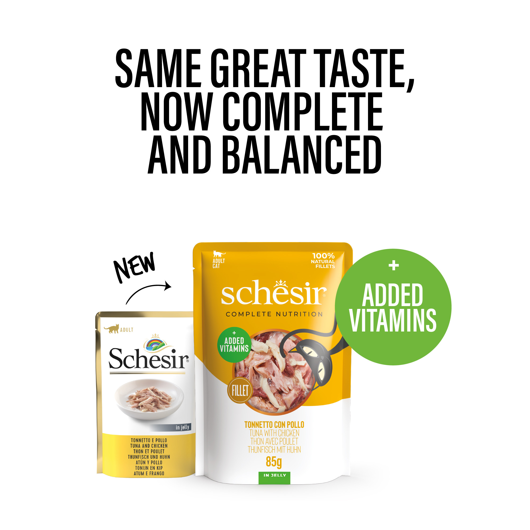Schesir tonijn met kip (jelly) natvoer kat (zakjes 85 g)