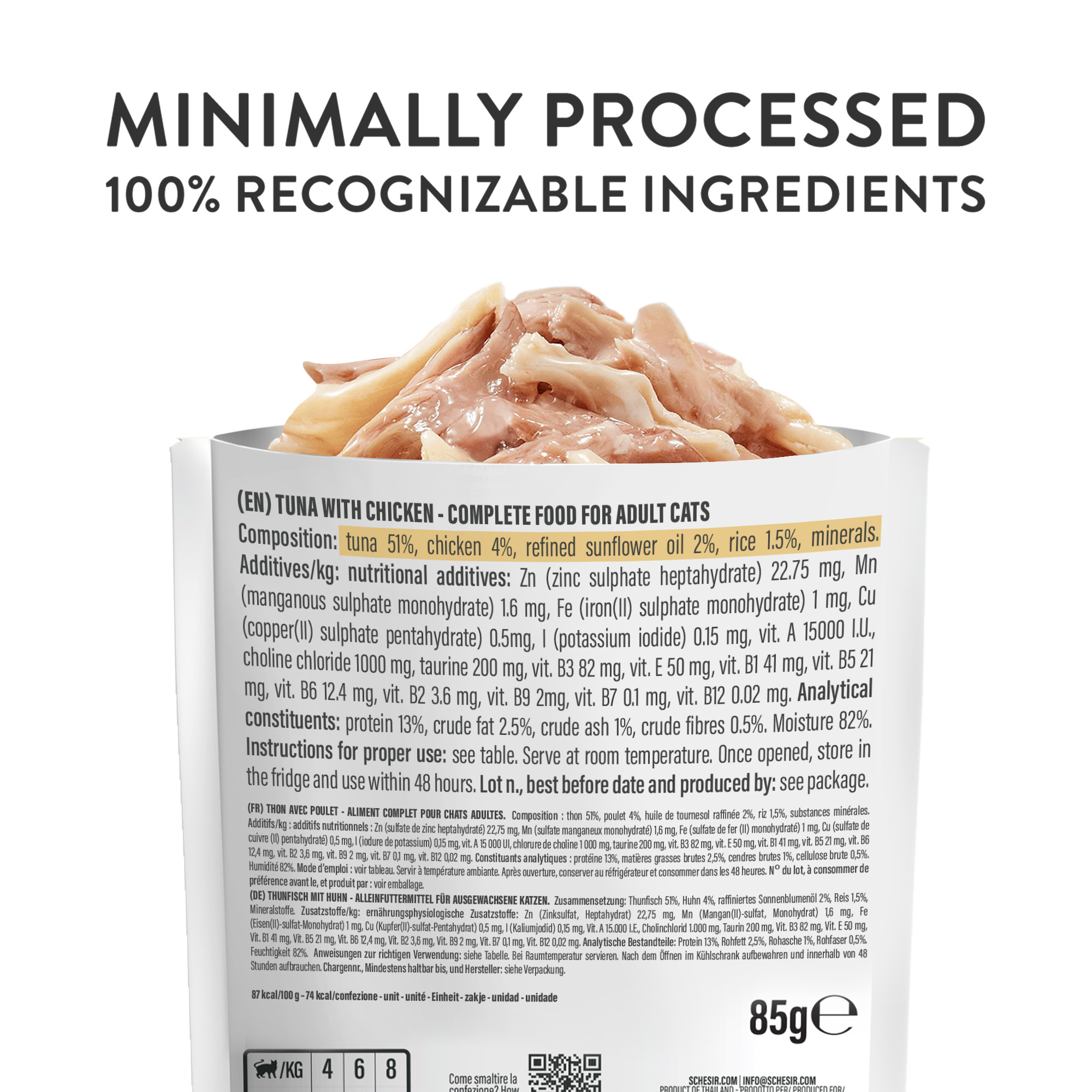 Schesir tonijn met kip (jelly) natvoer kat (zakjes 85 g)